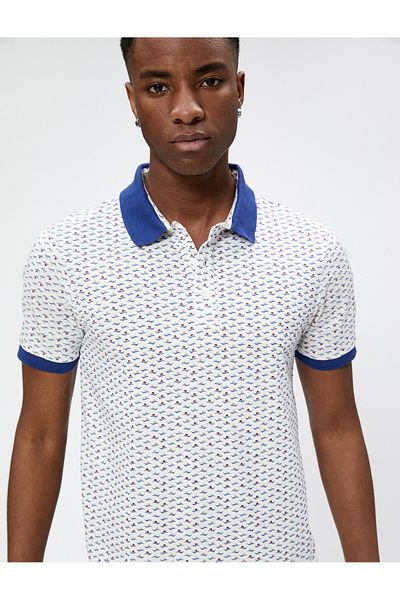 Koton Tricou polo, cu nasturi, imprimat, slim fit, cu mânecă scurtă din bumbac
