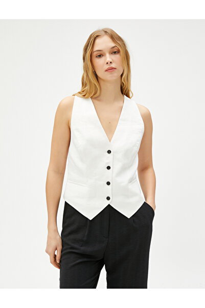 Koton Лляна жилетка з деталлю на спині