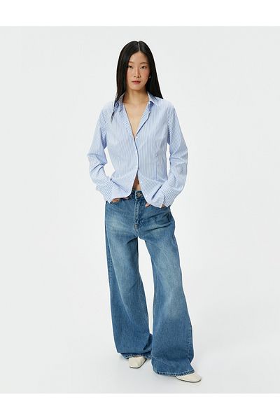 Koton Cămașă din poplin cu mânecă lungă, slim fit, cu guler clasic