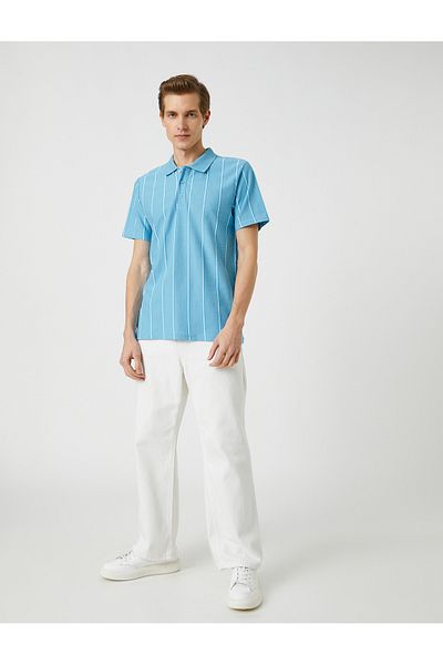 Koton Tricou cu gât polo Slim Fit Bumbac cu detaliu cu nasturi