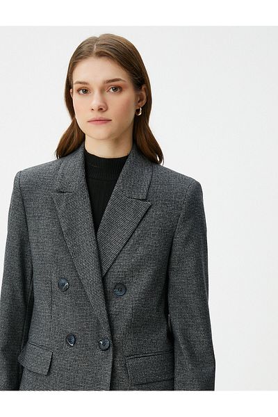 Koton Oversize Blazer Jacket Double Breasted Buttons with Flap Pockets