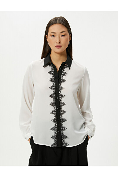 Koton Мереживний гольф з довгим рукавом на ґудзиках