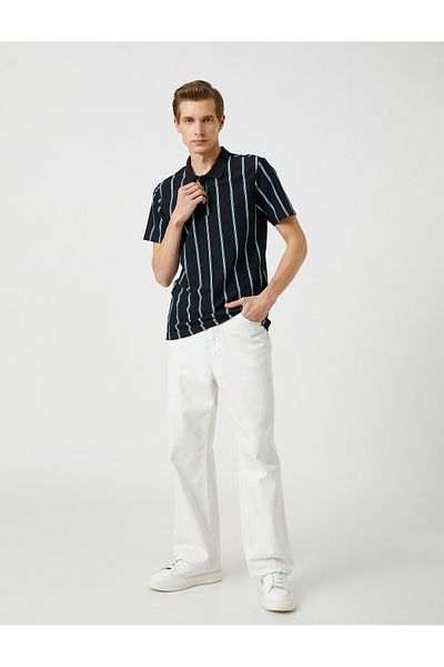 Koton Tričko Polo Neck Slim Fit Button Detailní Bavlna