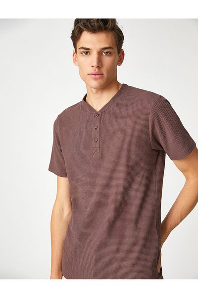 Koton Μπλουζάκι Basic, Γιακάς, Κουμπωτό, Slim Fit, Κοντομάνικο