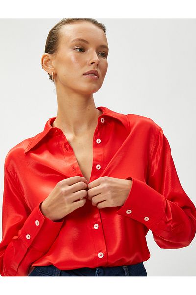Koton Satin-Langarmhemd