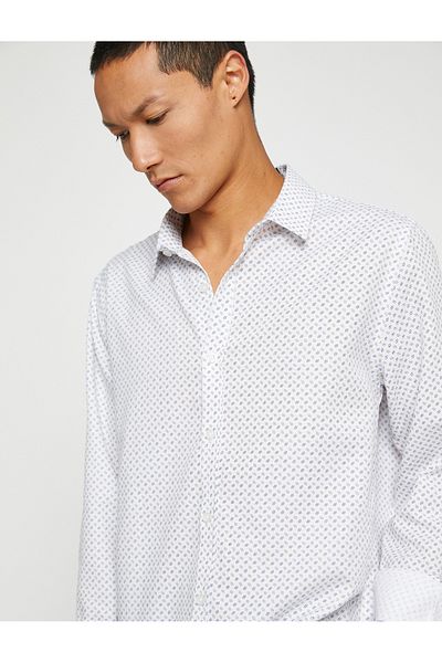 Koton Αθλητικό πουκάμισο Slim Fit Κλασικό γιακά με μακρυμάνικο μη σιδερένιο