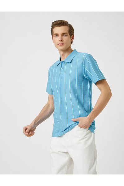 Koton Tricou cu gât polo Slim Fit Bumbac cu detaliu cu nasturi