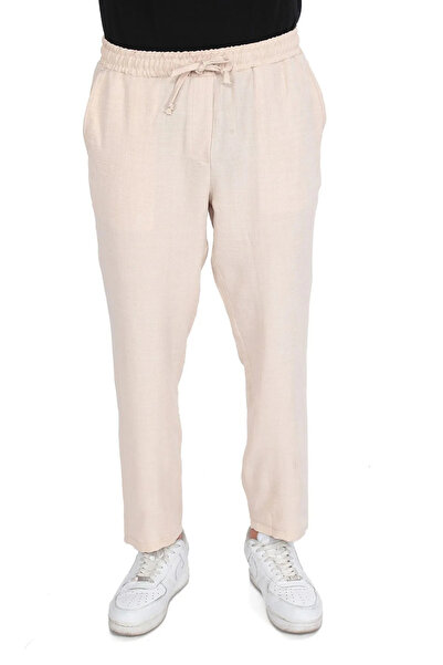 SAUNA SUIT New Season Men's Beige Pants, Summer Relaxed Fit Elastic Waist Pants