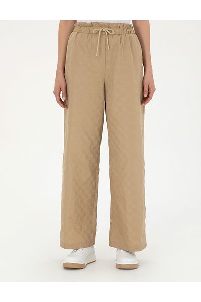 Pierre Cardin Beige Textured Flare High Waist Fit Trousers 50289354-Vr011