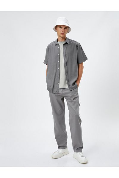 Koton Summer Shirt Short Sleeve Turn-down Collar Buttoned Cotton