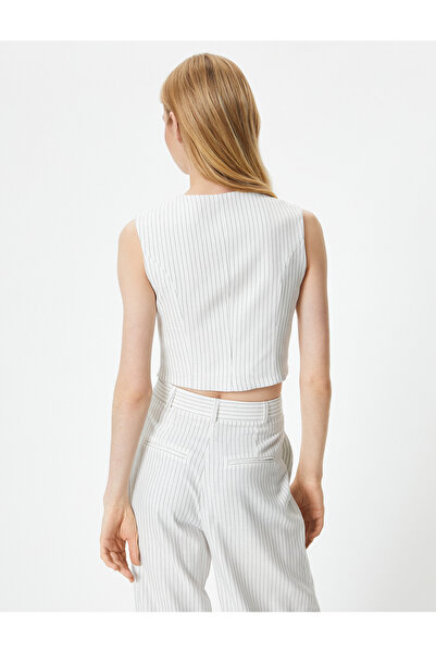 Koton Double-breasted Vest V-neck Gold Button