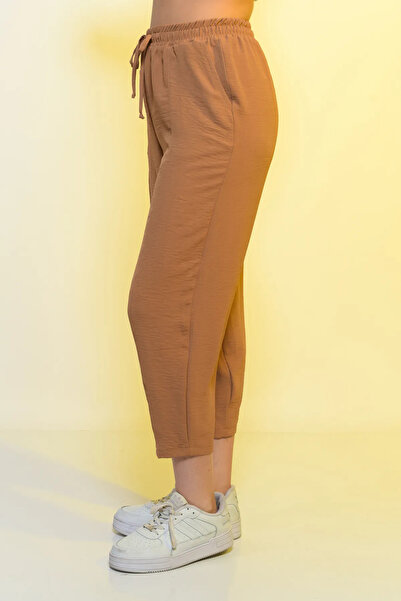 SAUNA SUIT Kadın Kahverengi Rengi Beli Lastikli Rahat Pantolon Yeni Sezon Yazlık Pantolon