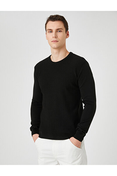 Koton Tricotaj Pulover Texturat Decolteu Crew Slim Cut