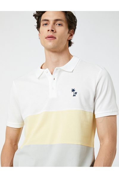 Koton Tricou cu gât polo cu mânecă scurtă, cu nasturi, imprimat cu palmier
