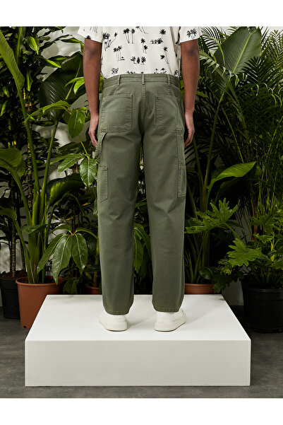 Koton Canvas Trousers Loose Cut Pocket Detailed Buttoned Cotton