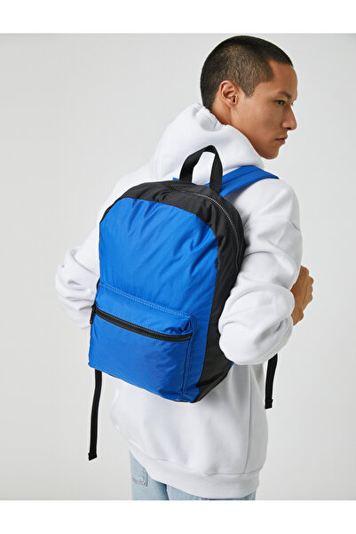 Koton Color Block Backpack - Multiple Compartments and Zipper