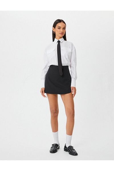 Koton Cotton Long Sleeve Oversize Shirt - Pocket Detailed and Buttoned