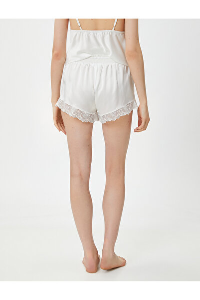 Koton Satin Pajama Bottoms Shorts Bridal Lace Elastic Waist