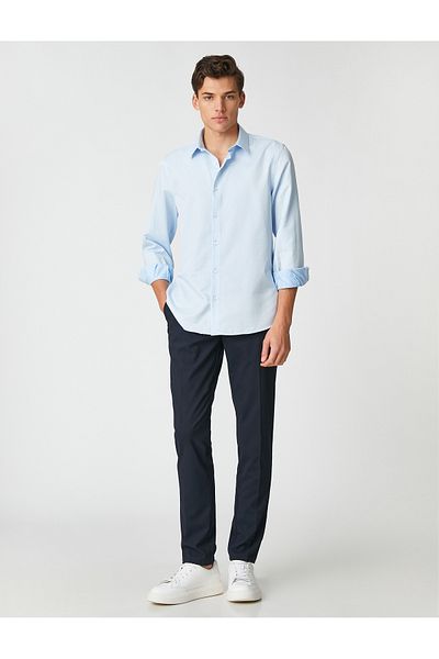 Koton Sportovní košile s minimálním vzorem s dlouhým rukávem Slim Fit Non Iron