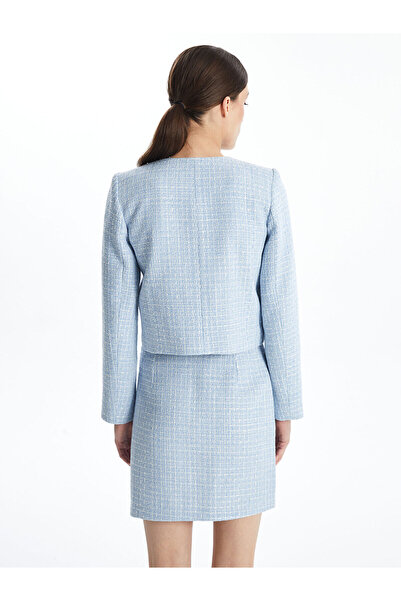 LC Waikiki Синьо велосипедно якиче Тартан Дамско туидно сако