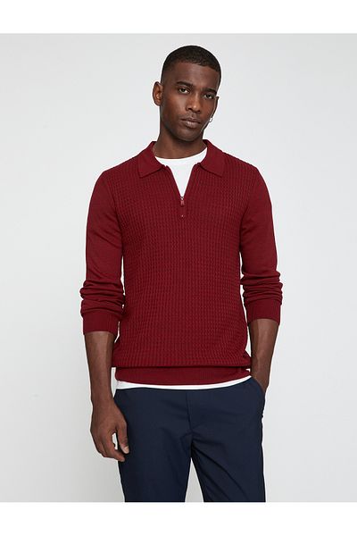 Koton Polo Neck Sweater with Zipper Detail