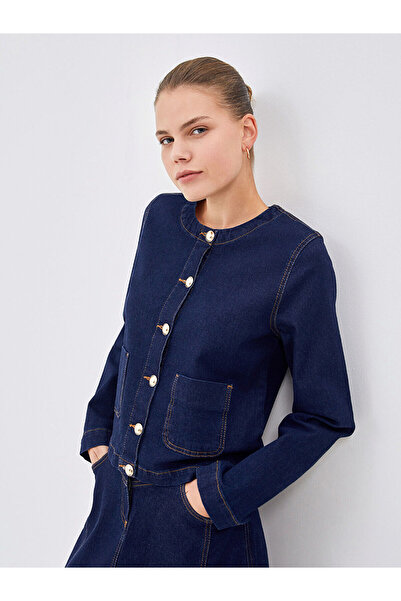 LC Waikiki Γυναικείο τζιν μπουφάν με λαιμόκοψη