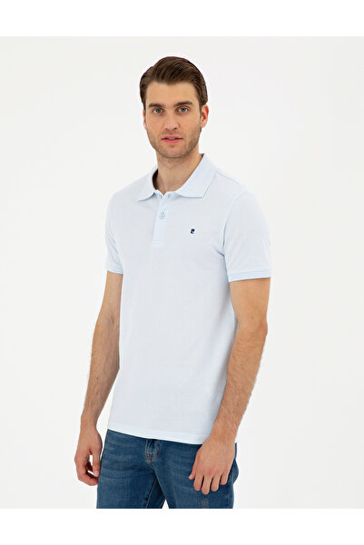 Pierre Cardin Ανοιχτό μπλε Slim Fit 100% βαμβακερό γιακά Polo Basic T-shirt 5...