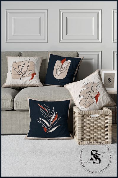 SasoHome Modele de pictură de artă modernă Husă de pernă cu imprimare digitală în 4 piese
