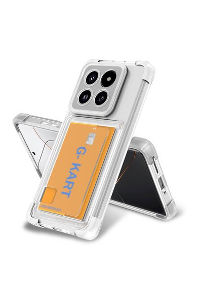 kilifone Xiaomi Mi 14 Pro - Kılıf Airbag Tasarımlı Şeffaf Kartlıklı G-Kart Ka...