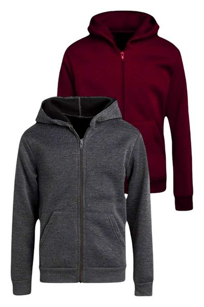 Uniquetrenders Set de 2 hanorace unisex din bumbac cu glugă și fermoar pentru copii