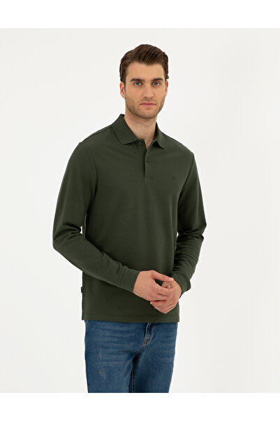 Pierre Cardin Σκούρο πράσινο εφαρμοστό Basic φούτερ 50294438-VR079