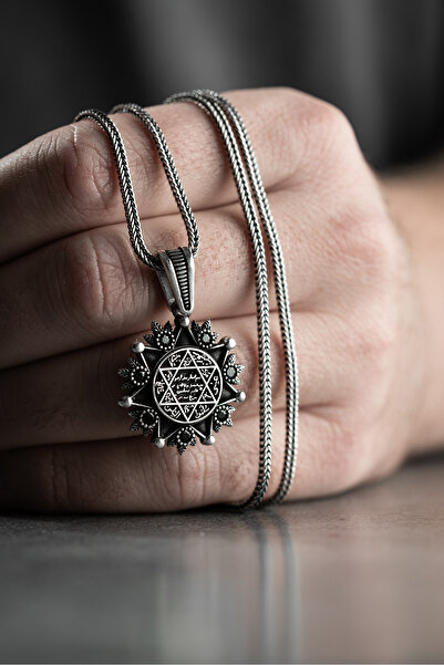 Vetro Silver Erkek Özel Tasarım 925 Ayar Gümüş Hz Süleyman Mühür Kolye