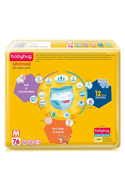 Babyhug Advanced Pant Style Diapers Size 3 - 76 Pieces
