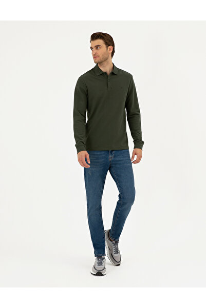 Pierre Cardin Σκούρο πράσινο εφαρμοστό Basic φούτερ 50294438-VR079