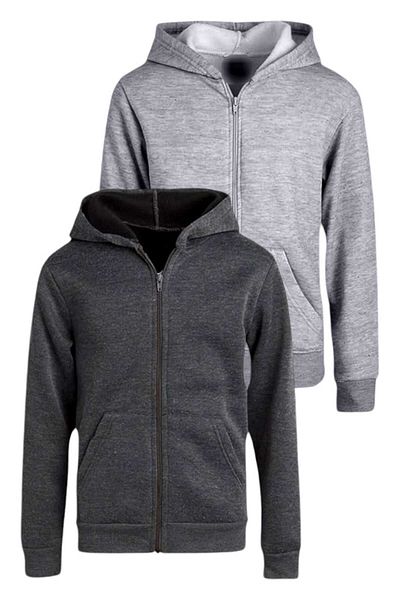 Uniquetrenders Set de 2 hanorace unisex din bumbac cu glugă și fermoar pentru copii