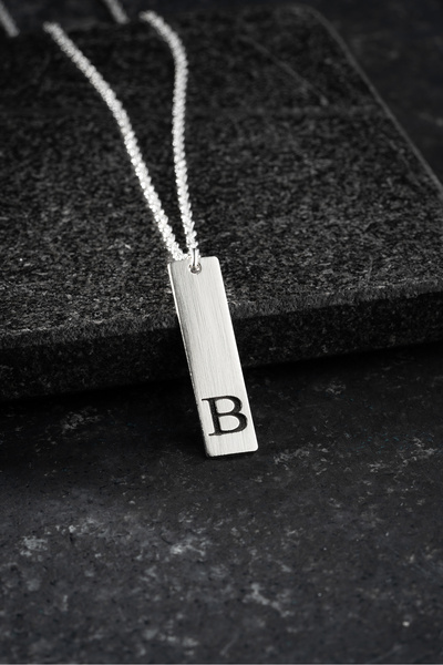 Vetro Silver Erkek Özel Tasarım 925 Ayar Gümüş B Harf Kolye