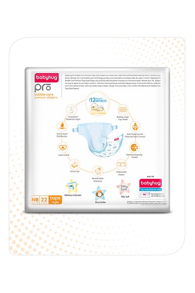 Babyhug Babyhug Pro Bubble Care Premium Tape Style Diapers Size 1 - 22 Pieces