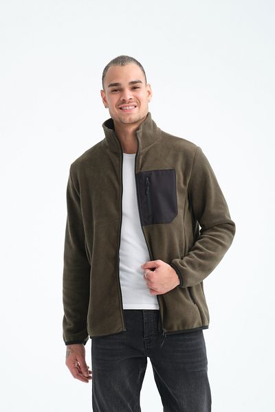 Store Full Zippered 5 Pocket Men's Fleece Outdoor Jacket