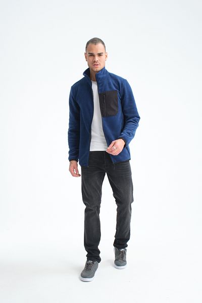 Store Full Zippered 5 Pocket Men's Fleece Outdoor Jacket
