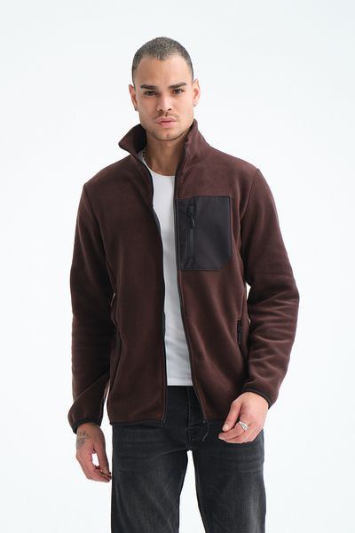 Store Full Zippered 5 Pocket Men's Fleece Outdoor Jacket