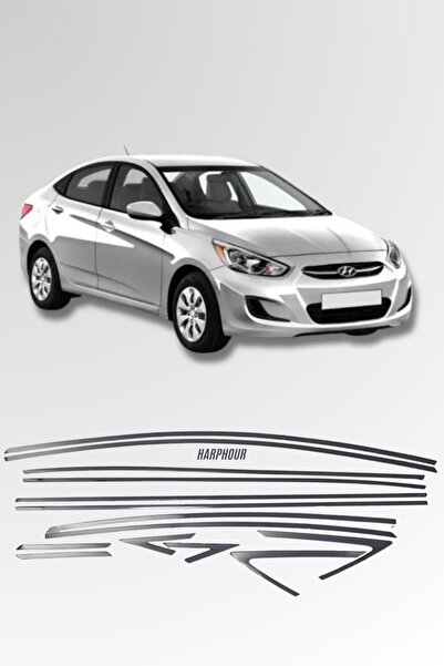 Harphour Hyundai Accent Blue Tam Tur Krom Cam Çıtası 14 Parça Paslanmaz Krom ...