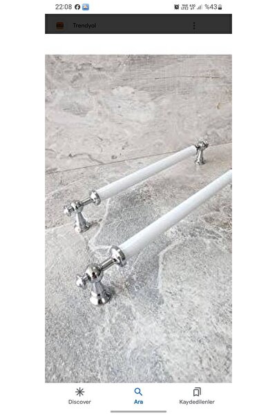 kayakulp Boru Lüks Kulp 160mm Beyaz/krom