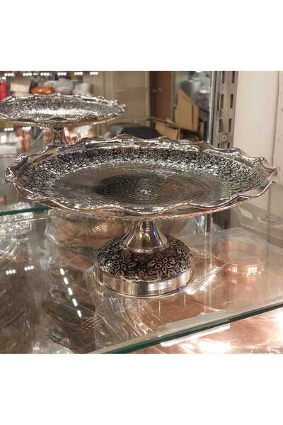 Bakır Center Bakır Tabak Bakır Yaş Pasta Tabağı Bakır Sunum Tabağı 26 Cm El Yapımı Kabartma Lüks Pasta Takımı