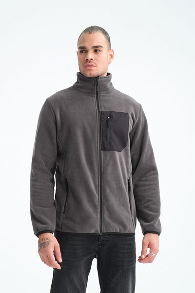 Store Full Zippered 5 Pocket Men's Fleece Outdoor Jacket