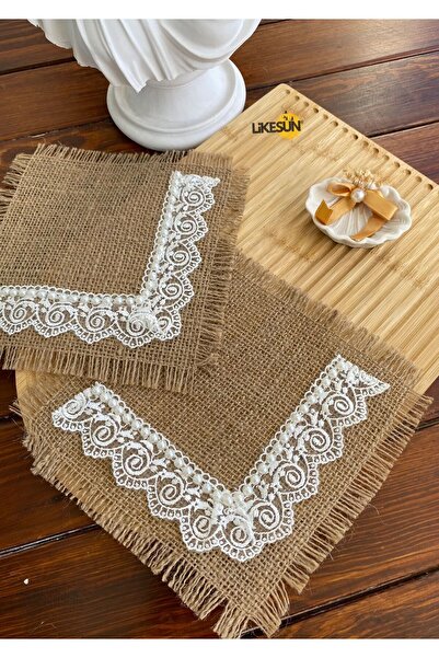 LiKESUN Coffee Side Cocktail Presentation Napkin & Coaster Set (6 Pcs)