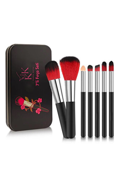 kozmokalite 7'li Siyah Renk Metal Kutulu Fırça Seti