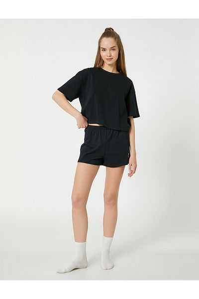 Koton Σορτσάκι Πυτζάμα Bottoms Slogan Κεντημένο βαμβακερό ελαστικό μέσης