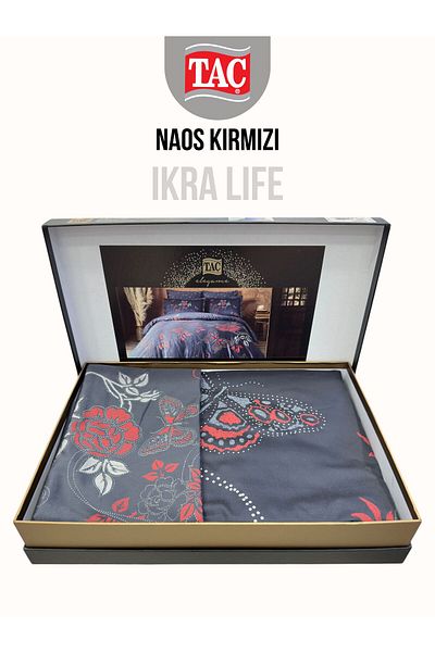 Taç Naos Red Deluxe Satin Double Duvet Cover Set