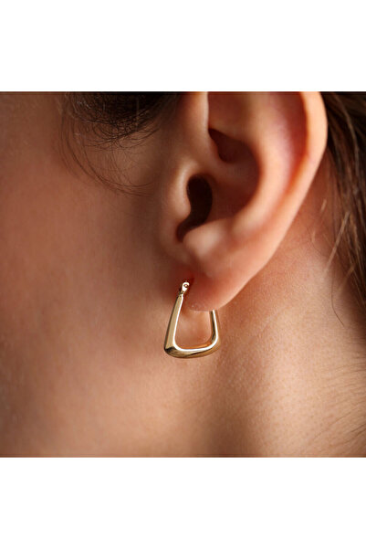 Sembol Gold Altın Küpe 14k 585 Parlak Çanta Tasarım 2.3cm Zarif Küpe