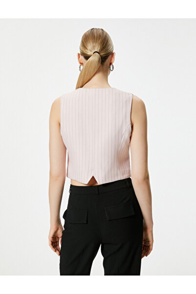 Koton Blazer Weste Geknöpft V-Ausschnitt Tasche